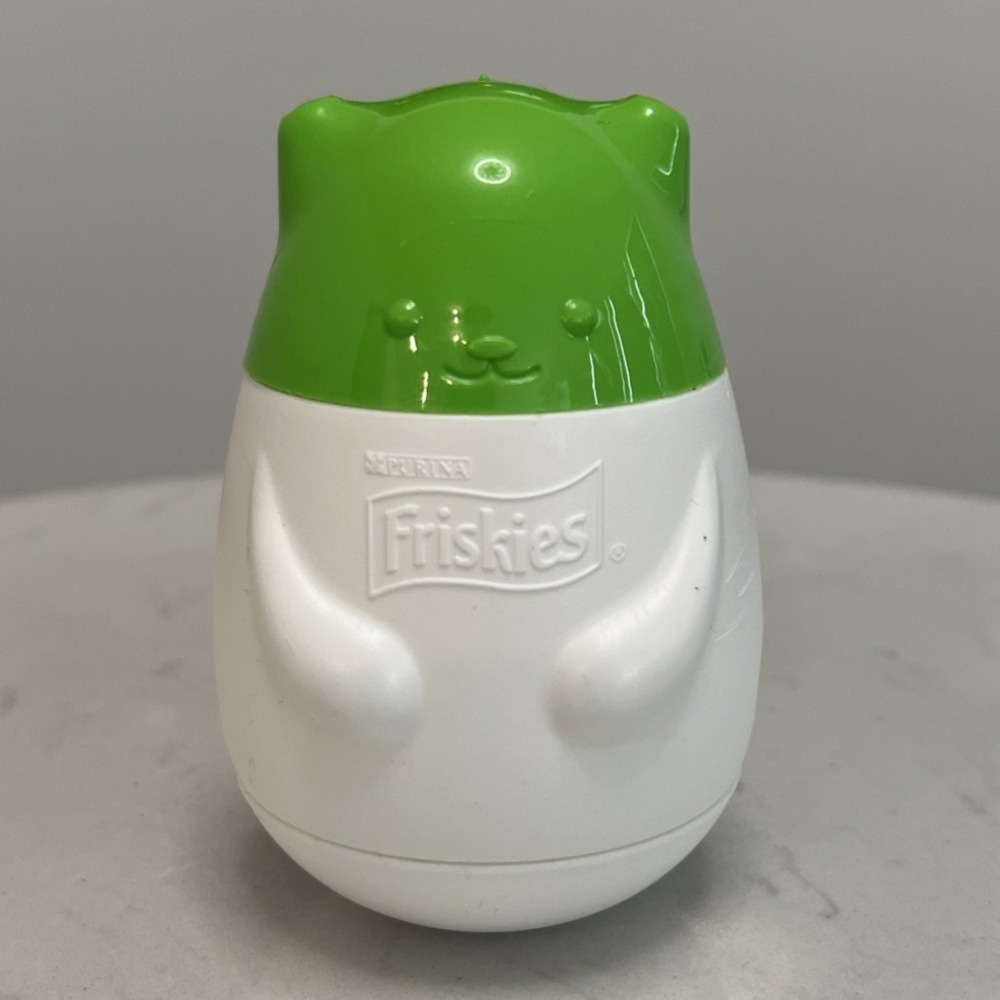 Friskies Purina Pull 'n Play Cat Treat Dispenser Wobbert Wobbles Rolls Toy Only